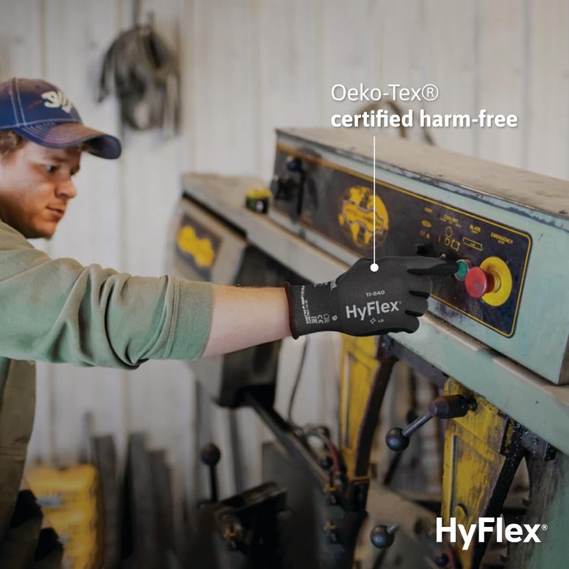 HYFLEX 11-840 Ergonomic Abrasion-Resistant Nylon Spandex Nitrile Coated Industrial Gloves for Automotive, Fabrication - Med (8) Grey (1 Pair) - Image 3